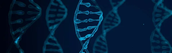 Έννοια της βιοχημείας με μόριο DNA σε μπλε φόντο — Φωτογραφία Αρχείου