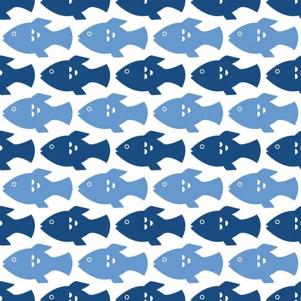 Fundo Sem Costura Branco Com Peixe Azul — Fotografia de Stock
