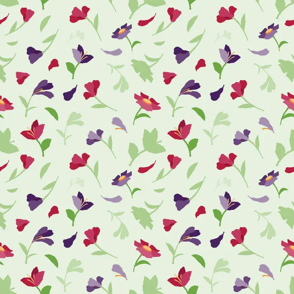 Green Seamless Summer Pattern Flowers — Stock Photo, Image