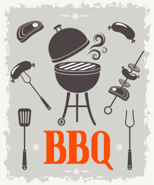 Barbekü poster. Vektör çizim, eps 10.