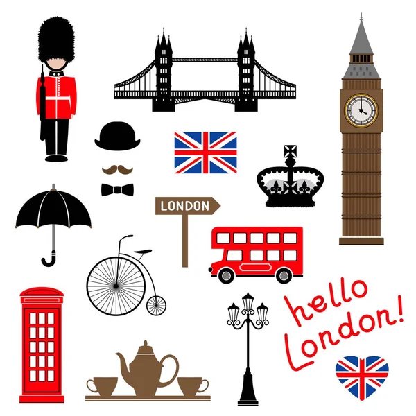 Cidade Londres Coleção Tema Vetor Clip Art Eps —  Vetores de Stock