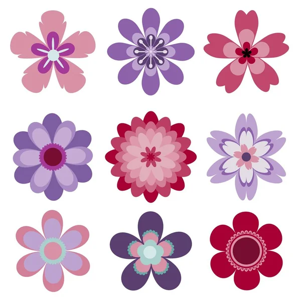 Set Abstract Isolated Vector Flowers Eps — Stock Vector