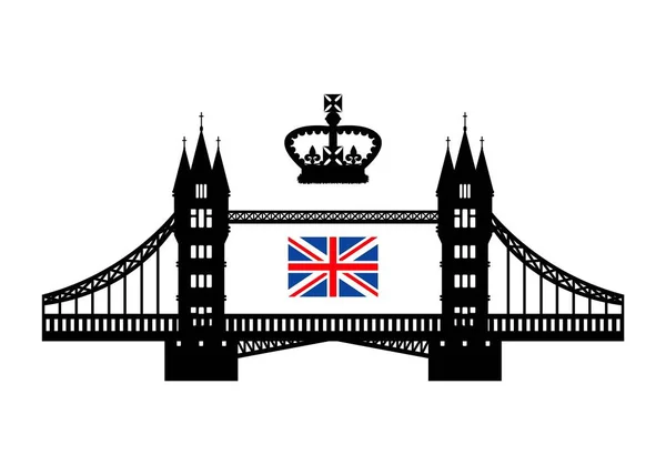 Vector Illustration Symbolizing Tower Bridge Royal Crown Flag Eps — Stock Vector