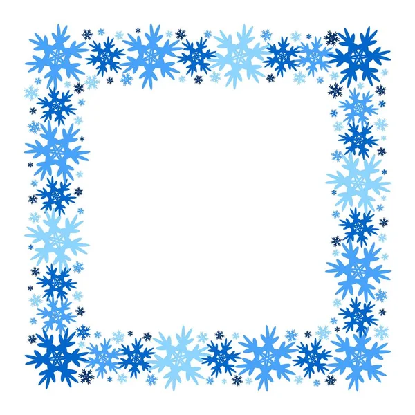 Čtvereček Vektor Zimní Rám Sněhových Vloček Izolovaný Eps — Stockový vektor