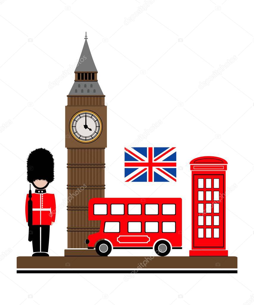 London city. Vector illustration with London symbols. Eps 10