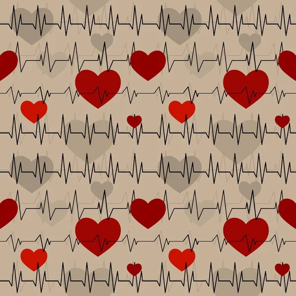 心臓リズムの心電図とのシームレスなパターン — ストック写真