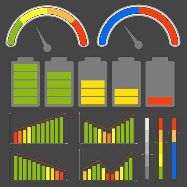 Conjunto Diferentes Indicadores Nivel Imágenes Vectoriales Eps — Archivo Imágenes Vectoriales