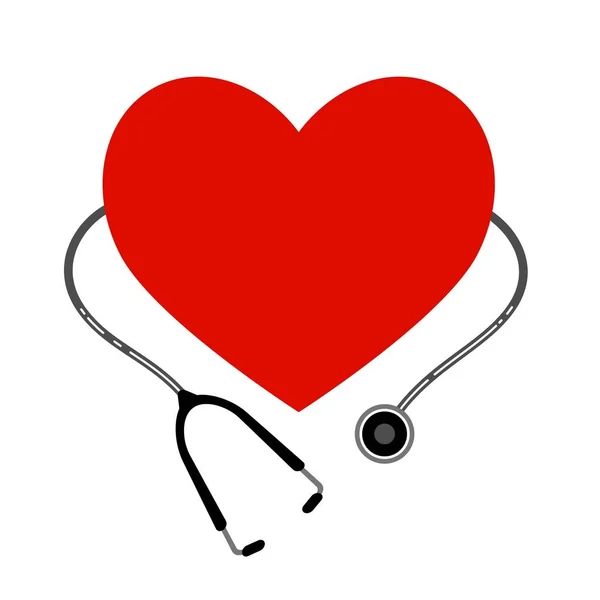 聴診器で心臓 ベクトルのアイコンは 白い背景で隔離 Eps — ストックベクタ