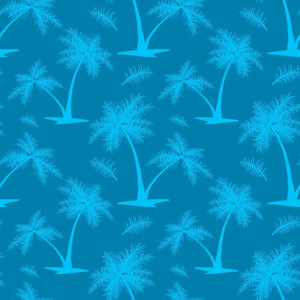Sömlös Blå Tropisk Bakgrund Med Palmer — Stockfoto
