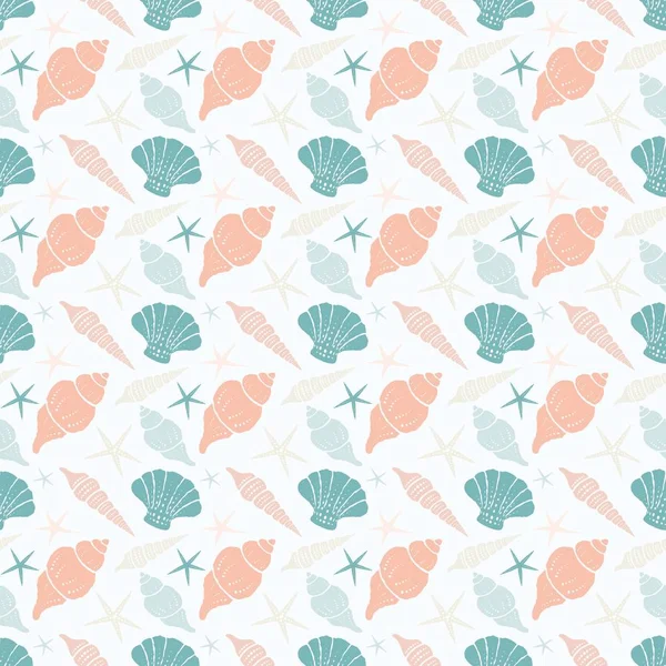 Seamless Pattern Seashells Starfish Light Background — Stock Photo, Image