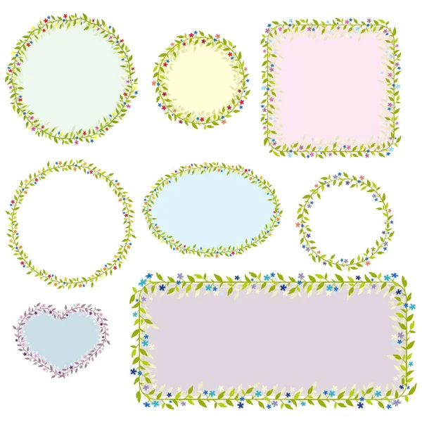 Collection Eight Floral Frames Vector Images Eps — Stock Vector