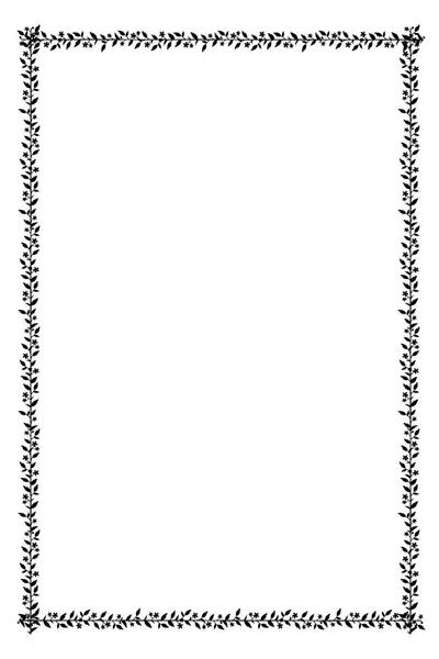Прямокутна Квіткова Рамка Чорний Силует Ізольований Від Фону Вектор Епс — стоковий вектор