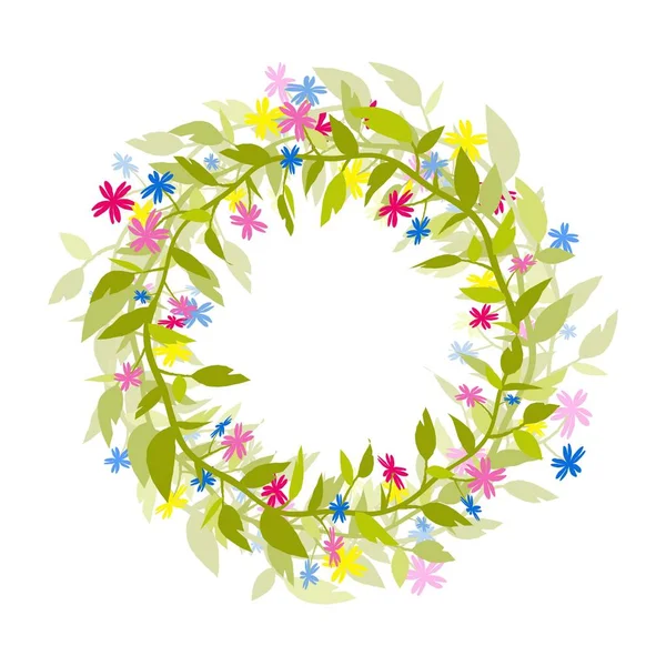 Wreath Flowers Herbs Isolated Vector Image Eps — Stock Vector