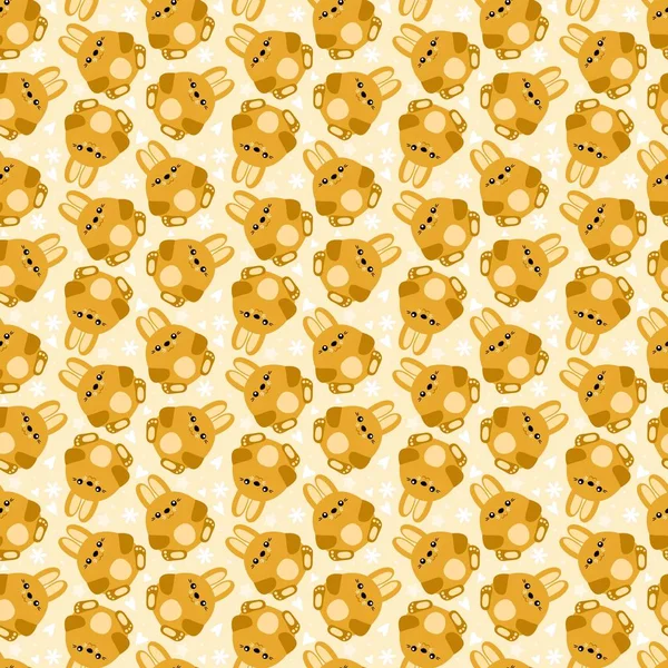 Cute Yellow Seamless Pattern Bunnies Kawaii Style — Stock Photo, Image