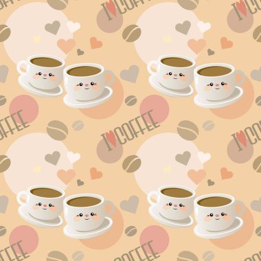 Dikişsiz desen bardak kahve ve kelimeler ile 