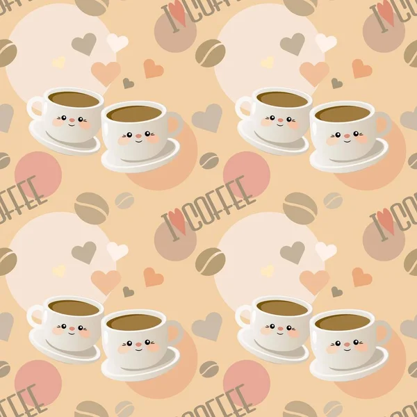 Nahtloses Muster Mit Tassen Kaffee Und Den Worten Ich Liebe — Stockfoto