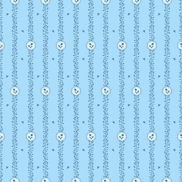 Blue seamless pattern with striped floral ornament. — Stock Photo, Image