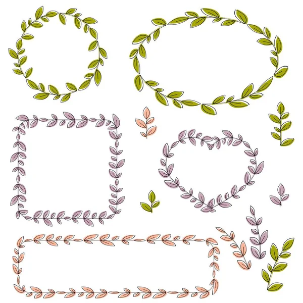 Collection of vector floral frames and design elements. — Stock Vector