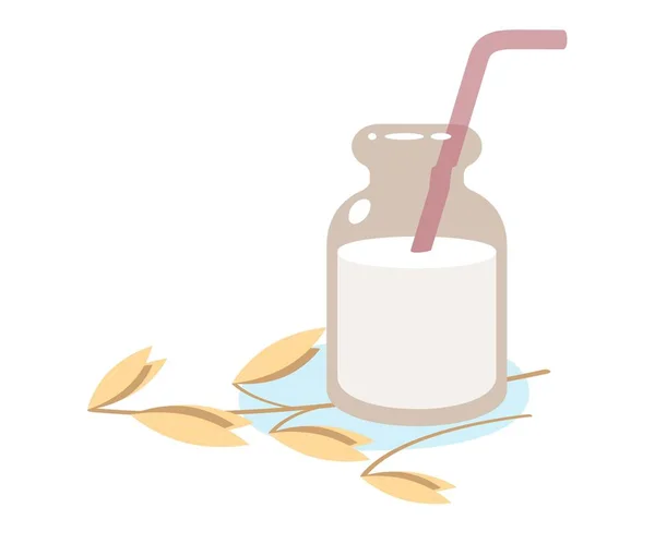 Leche de avena. Ilustración vectorial sobre fondo blanco . — Archivo Imágenes Vectoriales