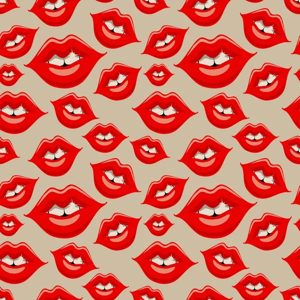 Glamorous seamless pattern with red female mouths. — Stock Photo, Image