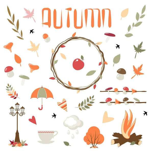 Collection of vector autumn elements for design. — Stock Vector