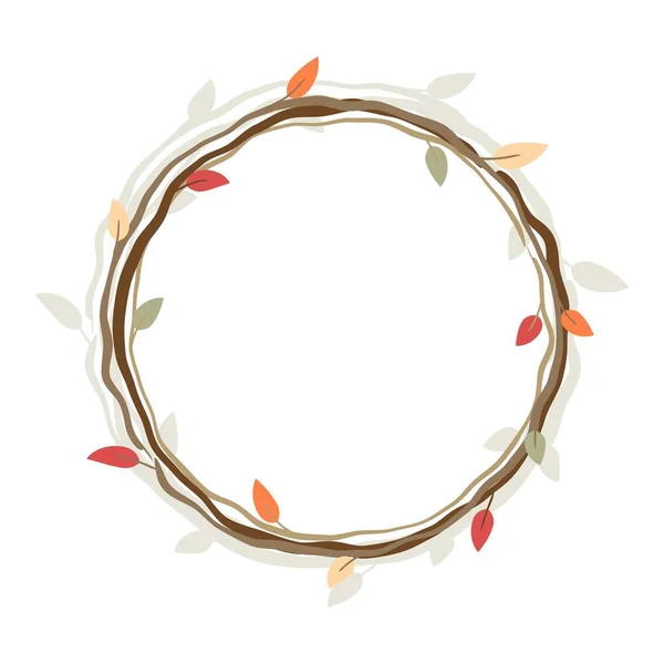 Corona de otoño, marco vectorial redondo para el diseño . — Vector de stock