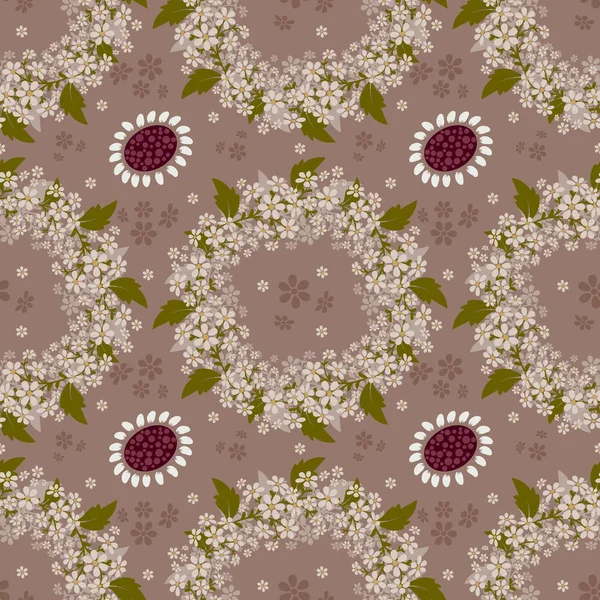 Seamless background with a repeating pattern of floral wreaths. — Stock Photo, Image