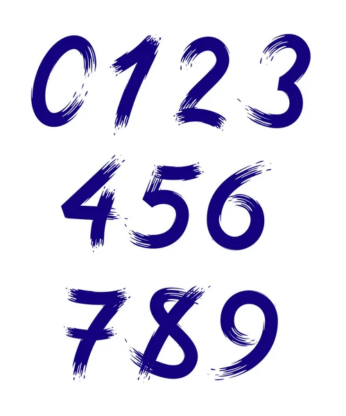 Conjunto vetorial de números estilizados como pinceladas . — Vetor de Stock