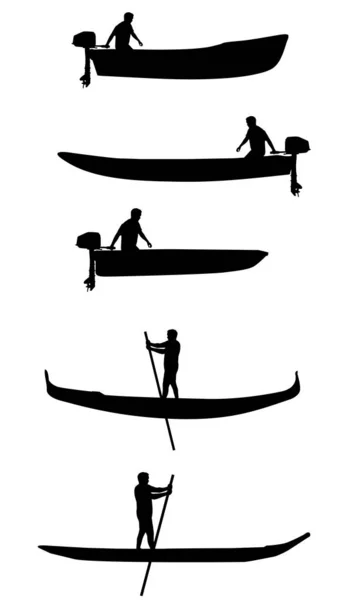 Ensemble de bateaux silhouettes vectorielles — Image vectorielle