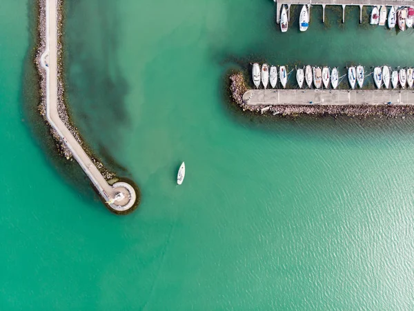 Barche Vela Bianche Nel Lago Balaton Drone Vista Dall Alto — Foto Stock