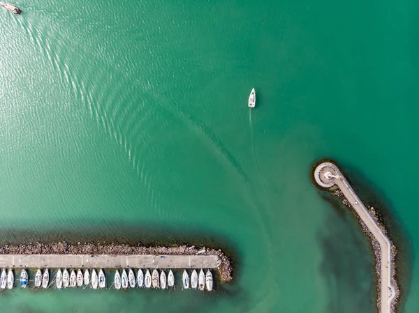 Barche Vela Bianche Nel Lago Balaton Drone Vista Dall Alto — Foto Stock