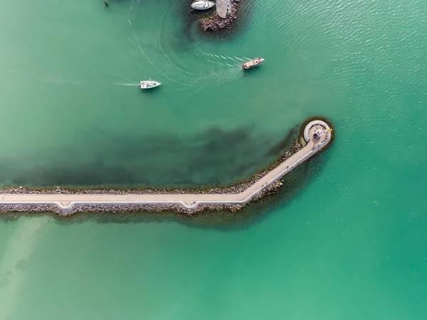 Barche Vela Bianche Nel Lago Balaton Drone Vista Dall Alto — Foto Stock