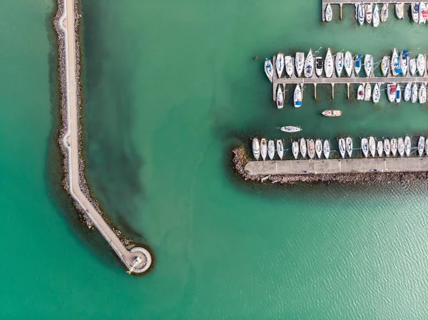 Barche Vela Bianche Nel Lago Balaton Drone Vista Dall Alto — Foto Stock