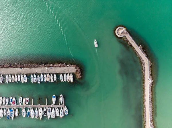 Barche Vela Bianche Nel Lago Balaton Drone Vista Dall Alto — Foto Stock