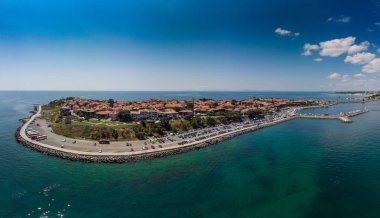 Nessebar, Bulgaristan Karadeniz sahil üzerinde Antik kentin panoramik manzaralı
