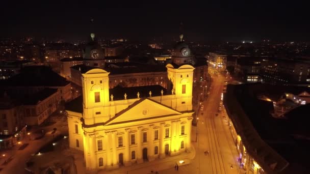 Vídeo Aéreo Grande Igreja Reformada Cidade Debrecen Hungria — Vídeo de Stock