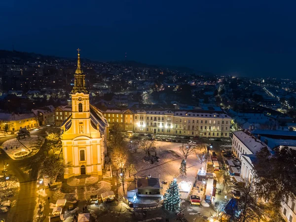 Bird Eye View Szekszard Church Winter — Stock Photo, Image