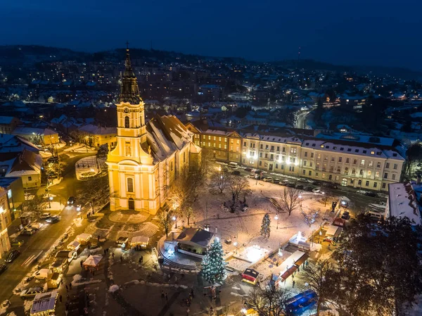 Vogelperspektive Von Szekszard Mit Kirche Winter — Stockfoto