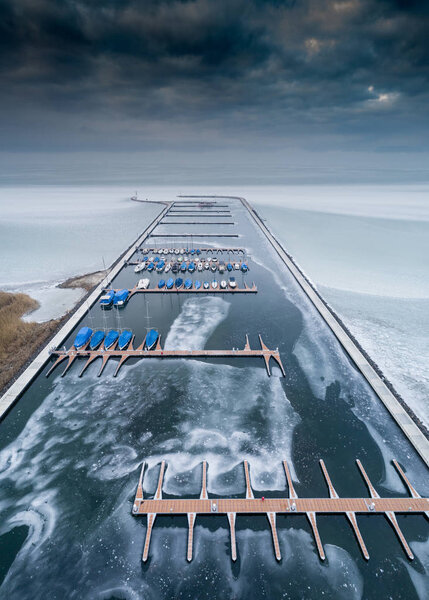 Aerial photo of Sailing boats in Lake Balaton, at Balatonfenyves