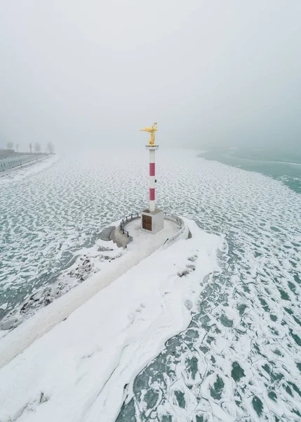 Invierno Brumoso Puerto Siofok Hungría — Foto de Stock