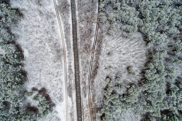 Kolejowej Snowy Lasu Węgrzech — Zdjęcie stockowe