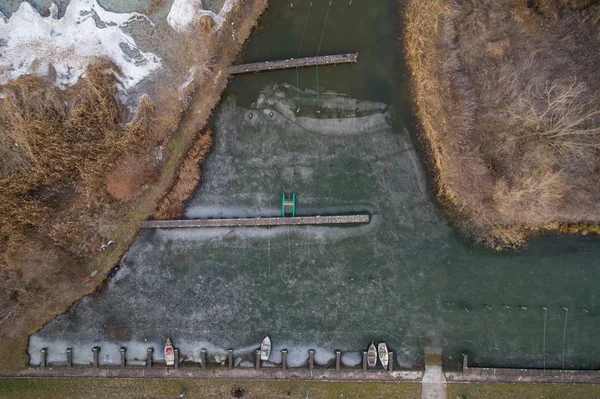 Balatonbereny Csicsergo Beach Drone View Winter — Stock Photo, Image