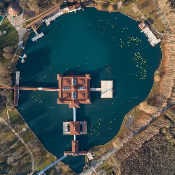 Foto Aérea Lago Termal Heviz Hungría — Foto de Stock