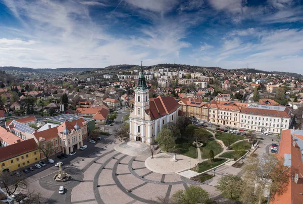 Vista de pájaro de Szekszard, plaza Bela —  Fotos de Stock