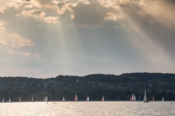 Sailing boats compete on 51.th Kekszalag championship — Stock Photo, Image