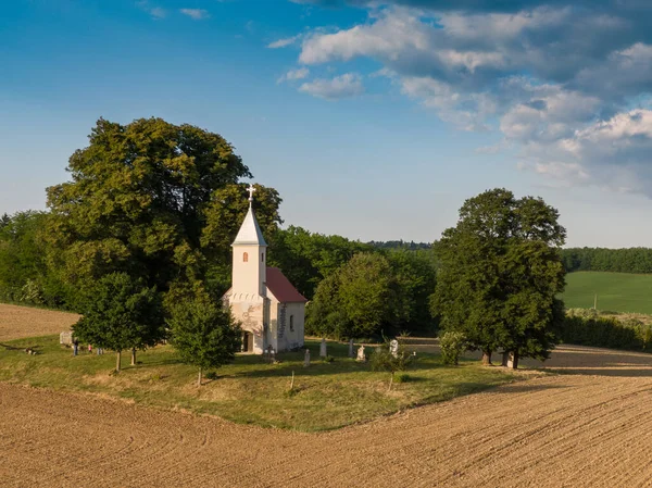 Aerial Photo Beautiful Old Small Christian Chapel — Stock Photo, Image