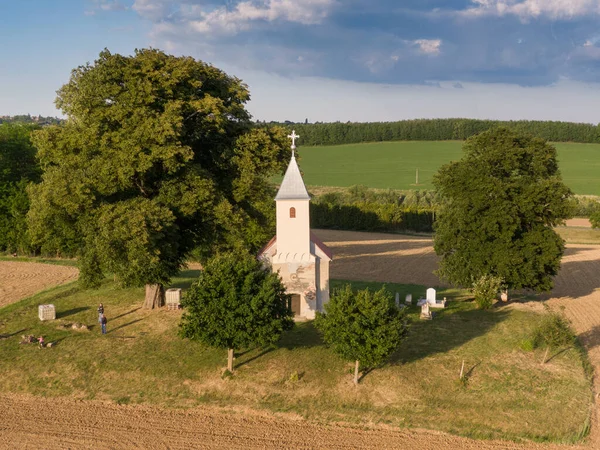 Aerial Photo Beautiful Old Small Christian Chapel — Stock Photo, Image