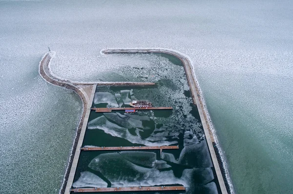 Foto Udara Kapal Layar Danau Balaton Balatonfenyves — Stok Foto