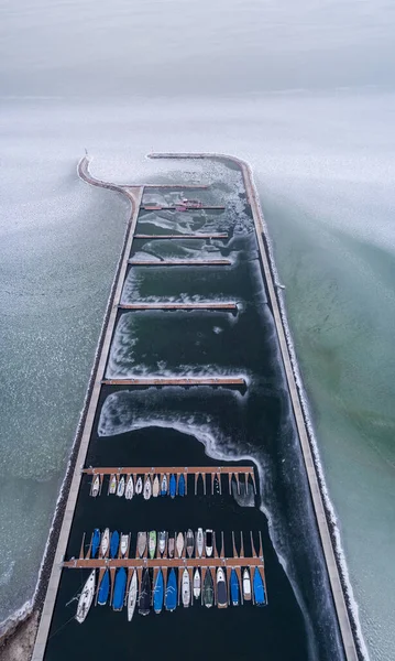 Foto Aerea Barche Vela Nel Lago Balaton Balatonfenyves — Foto Stock