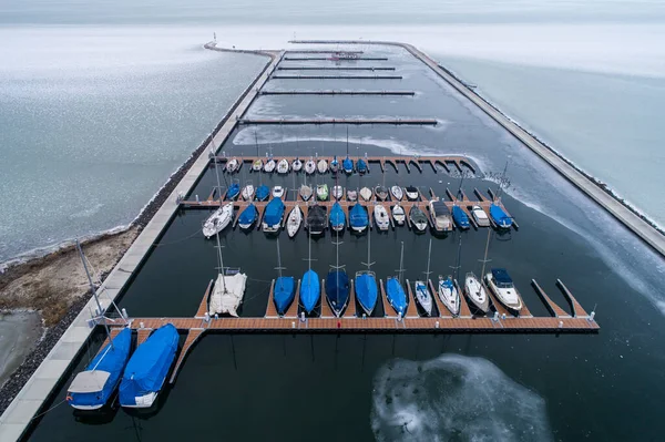 Foto Aérea Veleros Lago Balaton Balatonfenyves — Foto de Stock